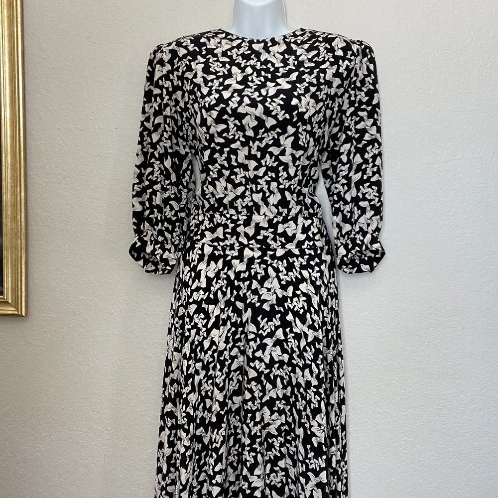 Vintage Argenti Bow Print Silk Dress